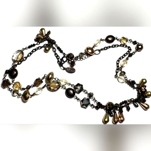 Vintage Necklace Signed WHITE HOUSE BLACK MARKET Bead Chain Glass 40"-42" - Picture 1 of 1